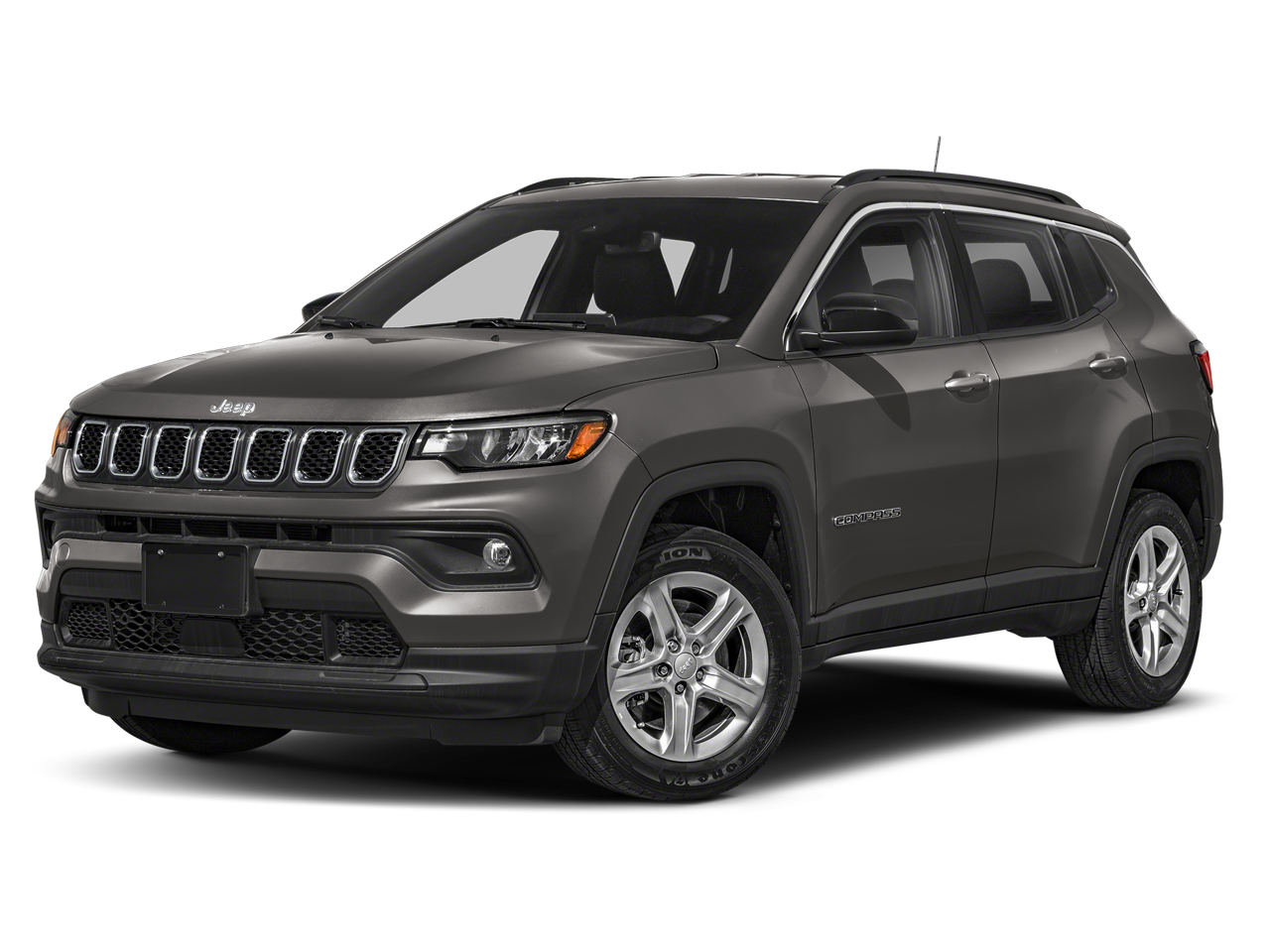 2023 Jeep Compass Latitude in Granite Crystal Metallic Clearcoat — front three-quarter view