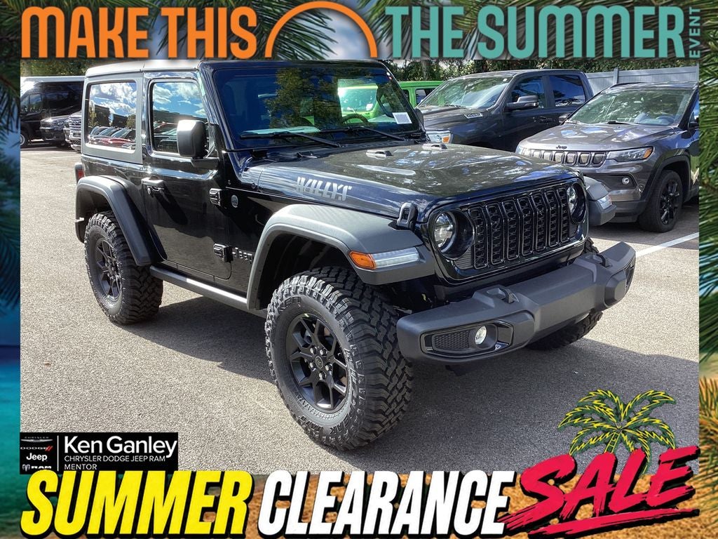 2026 Jeep Wrangler WRANGLER 2-DOOR WILLYS in Black Clear-Coat Exterior Paint — front three-quarter view