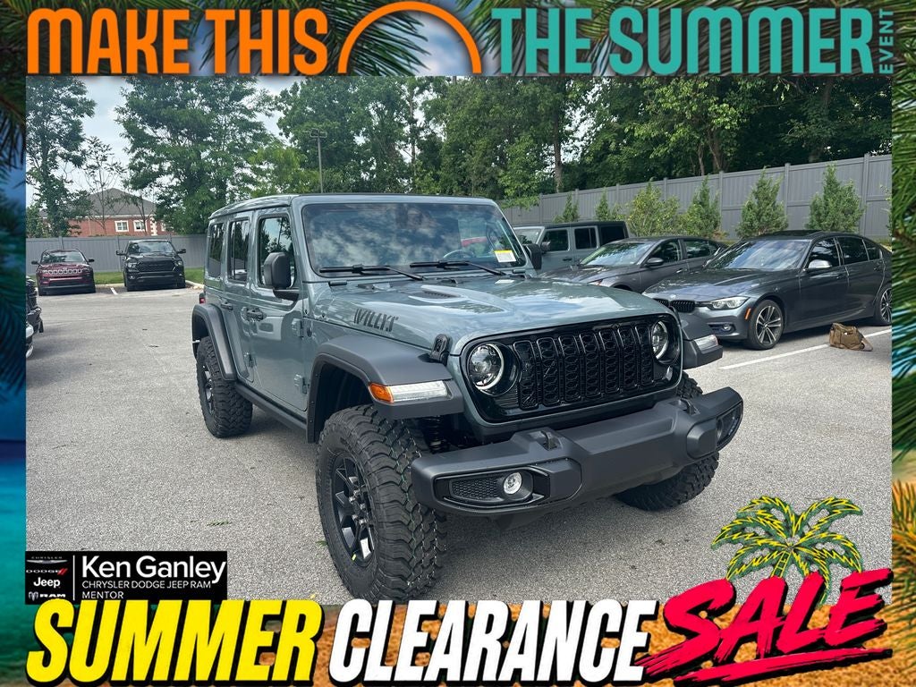 2026 Jeep Wrangler WRANGLER 4-DOOR WILLYS in Anvil Clear-Coat Exterior Paint — front three-quarter view