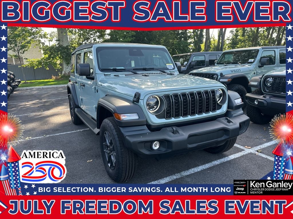 2026 Jeep Wrangler WRANGLER 4-DOOR SPORT S in Earl Clearcoat — front three-quarter view