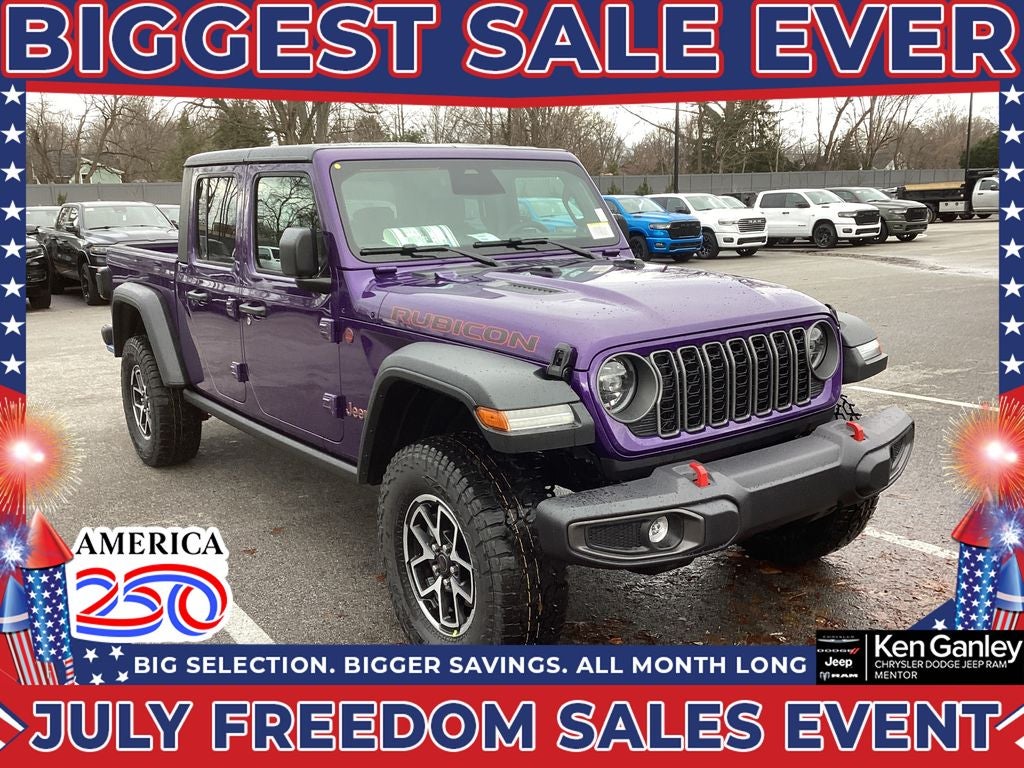 2026 Jeep Gladiator GLADIATOR RUBICON 4X4 in Reign Exterior Paint — front three-quarter view