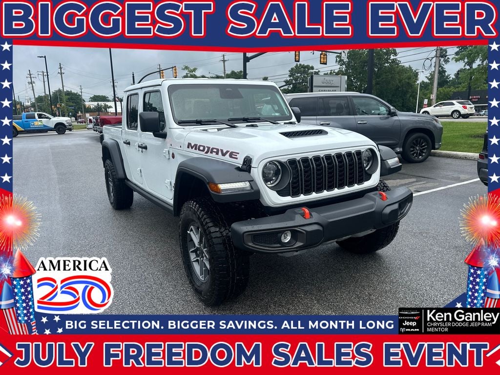 2026 Jeep Gladiator GLADIATOR MOJAVE 4X4 in Bright White Clear-Coat Exterior Paint — front three-quarter view