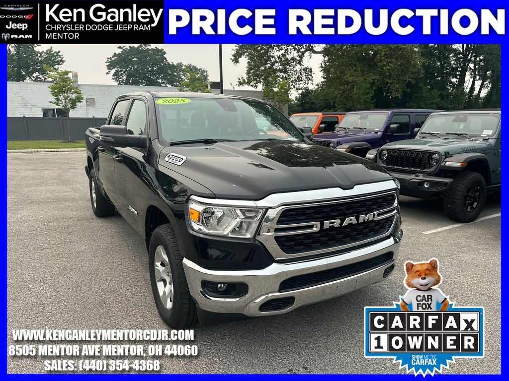 2023 RAM 1500 Big Horn/Lone Star in Diamond Black Crystal Pearlcoat — front three-quarter view