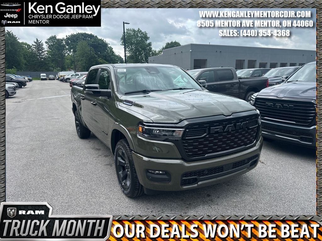 2026 RAM Ram 1500 RAM 1500 BIG HORN CREW CAB 4X4 5'7' BOX in Tank Exterior Paint — front three-quarter view