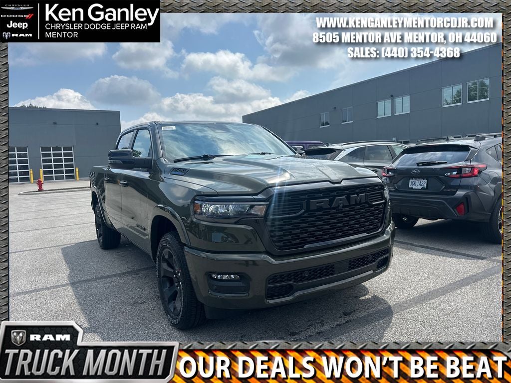 2026 RAM Ram 1500 RAM 1500 BIG HORN CREW CAB 4X4 5'7' BOX in Tank Exterior Paint — front three-quarter view