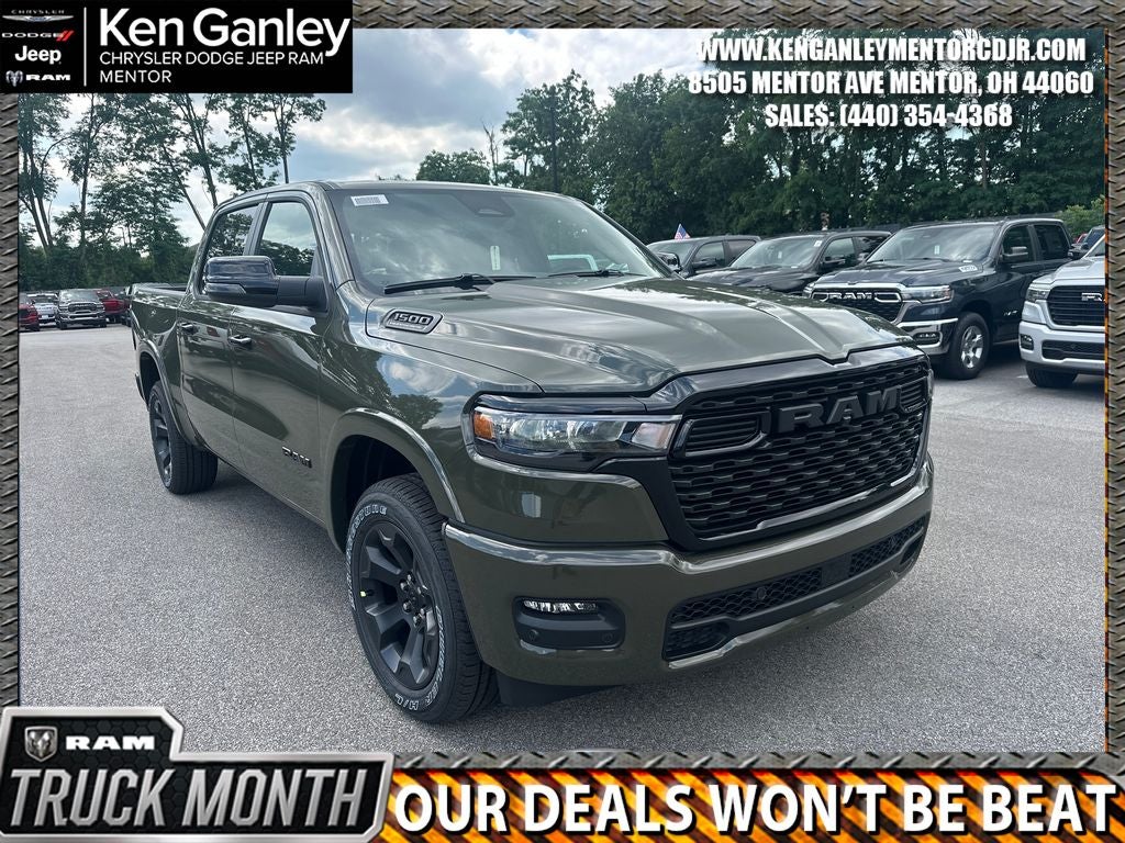 2026 RAM Ram 1500 RAM 1500 BIG HORN CREW CAB 4X4 5'7' BOX in Tank Exterior Paint — front three-quarter view