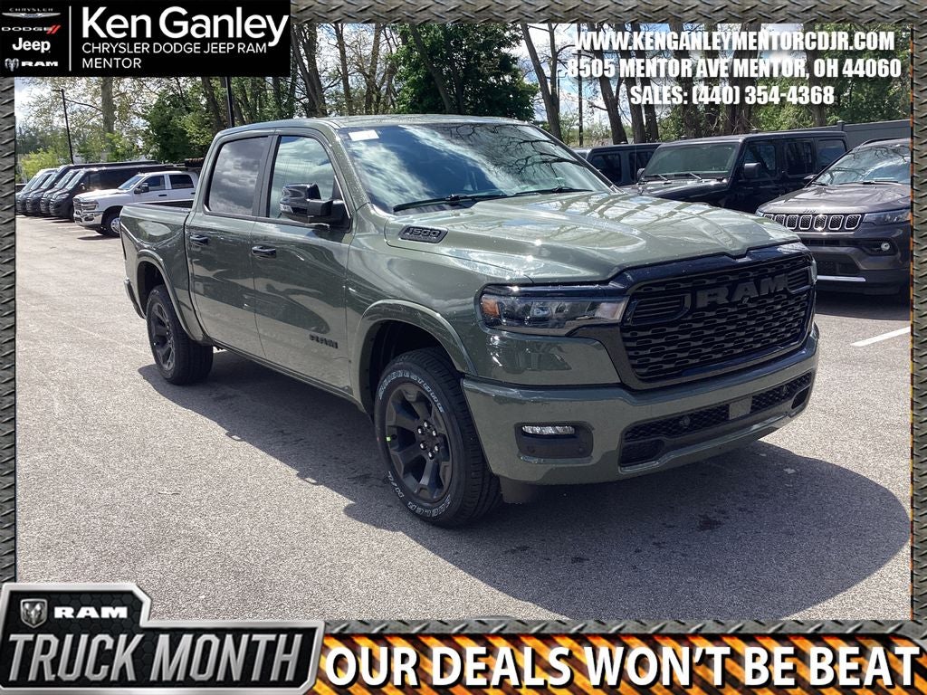 2026 RAM Ram 1500 RAM 1500 BIG HORN CREW CAB 4X4 5'7' BOX in Canyon Lake Exterior Paint — front three-quarter view