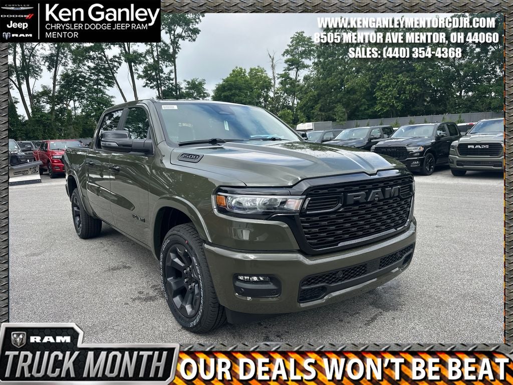 2026 RAM Ram 1500 RAM 1500 BIG HORN CREW CAB 4X4 5'7' BOX in Tank Exterior Paint — front three-quarter view