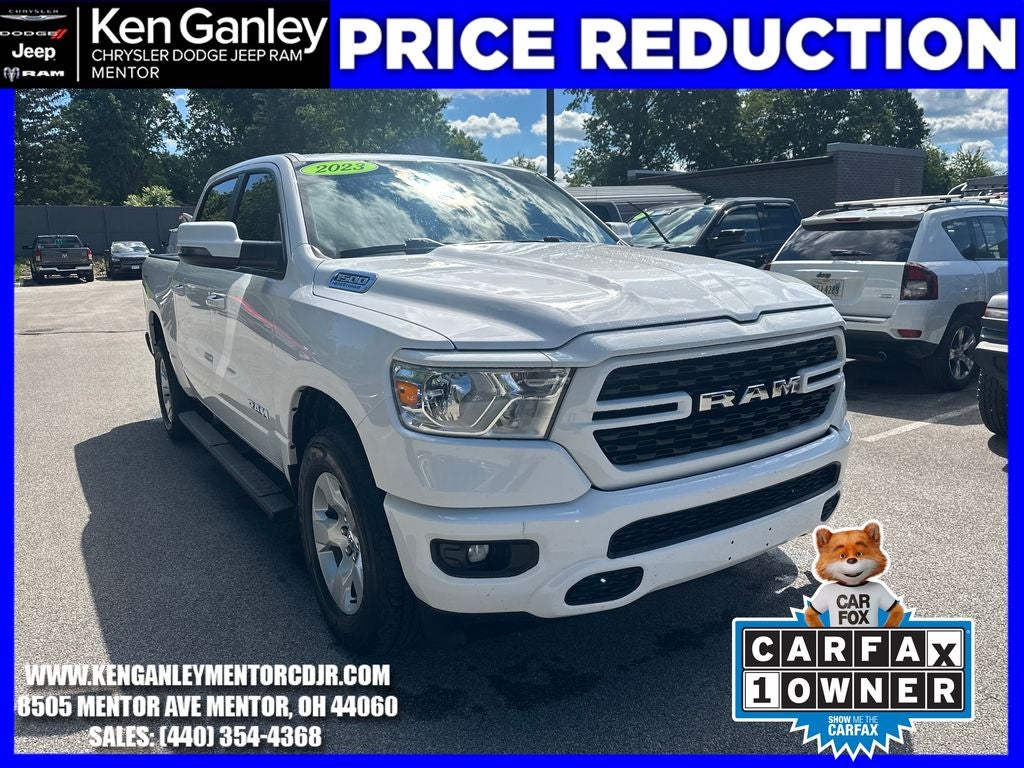 2023 RAM 1500 Lone Star Crew Cab 4x4 5'7' Box in Bright White Clearcoat — front three-quarter view