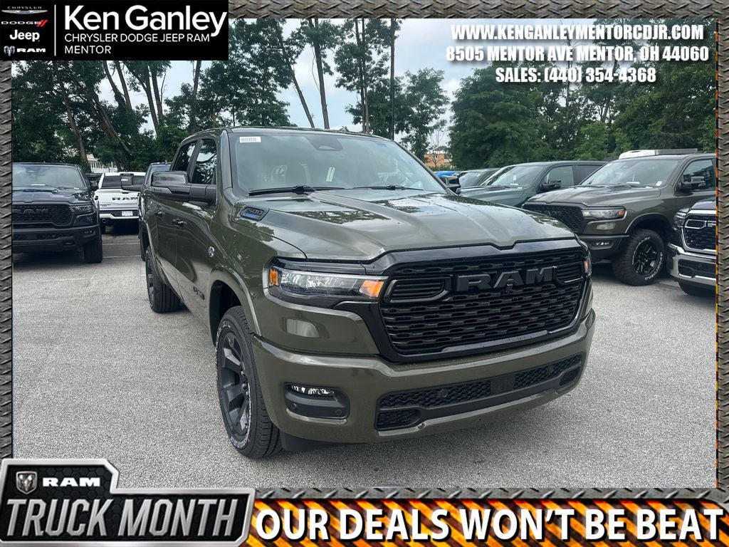 2026 RAM Ram 1500 RAM 1500 BIG HORN CREW CAB 4X4 5'7' BOX in Tank Exterior Paint — front three-quarter view