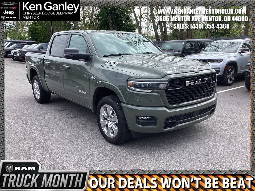 2026 RAM Ram 1500 RAM 1500 BIG HORN CREW CAB 4X4 5'7' BOX in Canyon Lake Exterior Paint — front three-quarter view