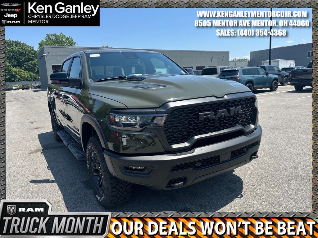 2026 RAM Ram 1500 RAM 1500 REBEL CREW CAB 4X4 5'7' BOX in Tank Exterior Paint — front three-quarter view