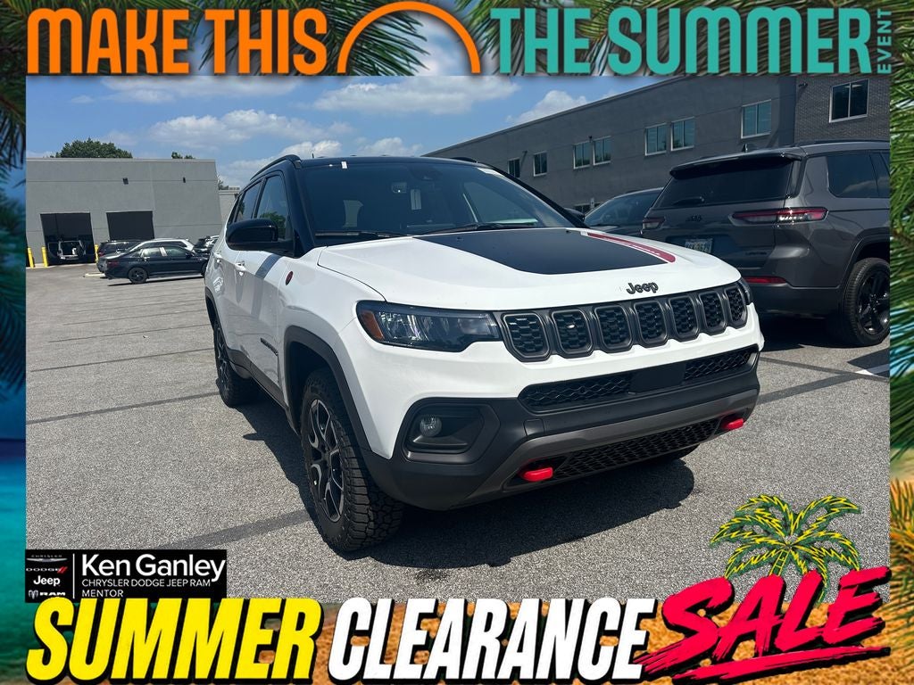 2026 Jeep Compass COMPASS TRAILHAWK 4X4 in Bright White Clear-Coat Exterior Paint — front three-quarter view