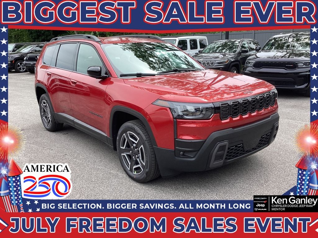 2026 Jeep Cherokee CHEROKEE LIMITED 4X4 in Red Hot Pearl-Coat Exterior Paint — front three-quarter view