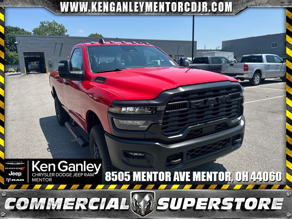 2026 RAM Ram 3500 RAM 3500 TRADESMAN REGULAR CAB 4X4 8' BOX in Flame Red Clear-Coat Exterior Paint — front three-quarter view