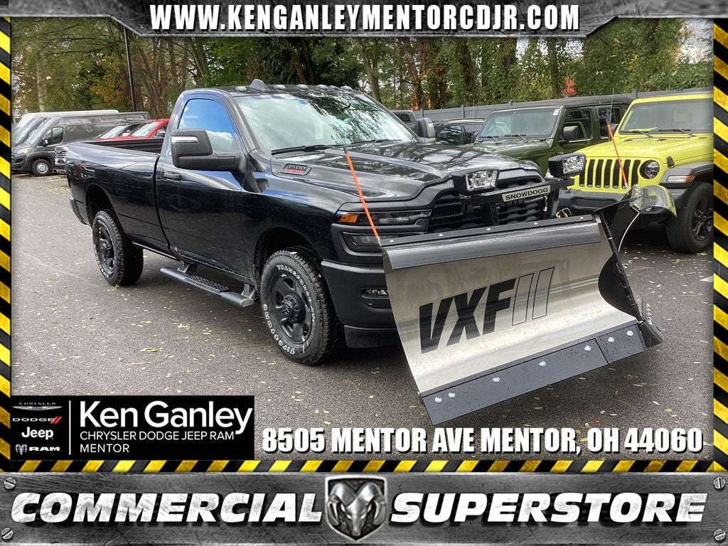 2026 RAM Ram 3500 RAM 3500 TRADESMAN REGULAR CAB 4X4 8' BOX in Diamond Black Crystal Pearl-Coat Exterior Paint — front three-quarter view