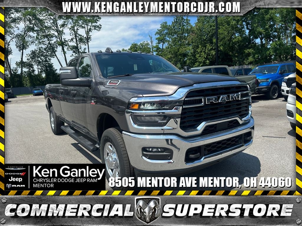 2026 RAM Ram 3500 RAM 3500 TRADESMAN CREW CAB 4X4 8' BOX in Granite Crystal Metallic Clear-Coat Exterior Paint — front three-quarter view
