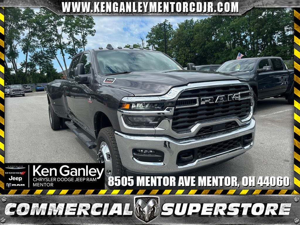 2026 RAM Ram 3500 RAM 3500 TRADESMAN CREW CAB 4X4 8' BOX in Granite Crystal Metallic Clear-Coat Exterior Paint — front three-quarter view