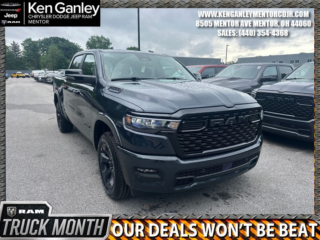 2026 RAM Ram 1500 RAM 1500 BIG HORN CREW CAB 4X4 5'7' BOX in Forged Blue Metallic Exterior Paint — front three-quarter view