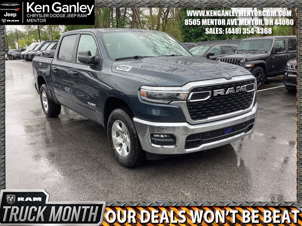 2026 RAM Ram 1500 RAM 1500 BIG HORN CREW CAB 4X4 5'7' BOX in Forged Blue Metallic Exterior Paint — front three-quarter view