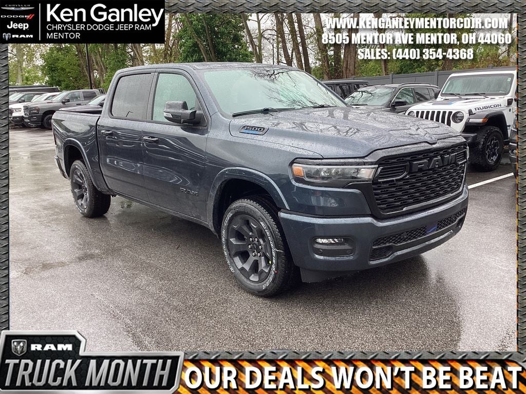2026 RAM Ram 1500 RAM 1500 BIG HORN CREW CAB 4X4 5'7' BOX in Forged Blue Metallic Exterior Paint — front three-quarter view