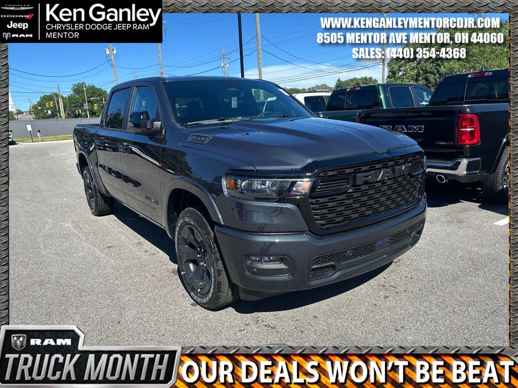 2026 RAM Ram 1500 RAM 1500 BIG HORN CREW CAB 4X4 5'7' BOX in Forged Blue Metallic Exterior Paint — front three-quarter view