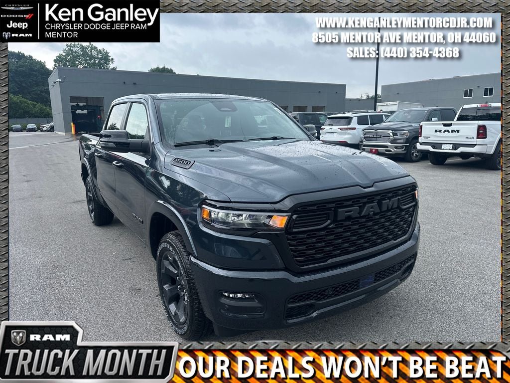 2026 RAM Ram 1500 RAM 1500 BIG HORN CREW CAB 4X4 5'7' BOX in Forged Blue Metallic Exterior Paint — front three-quarter view