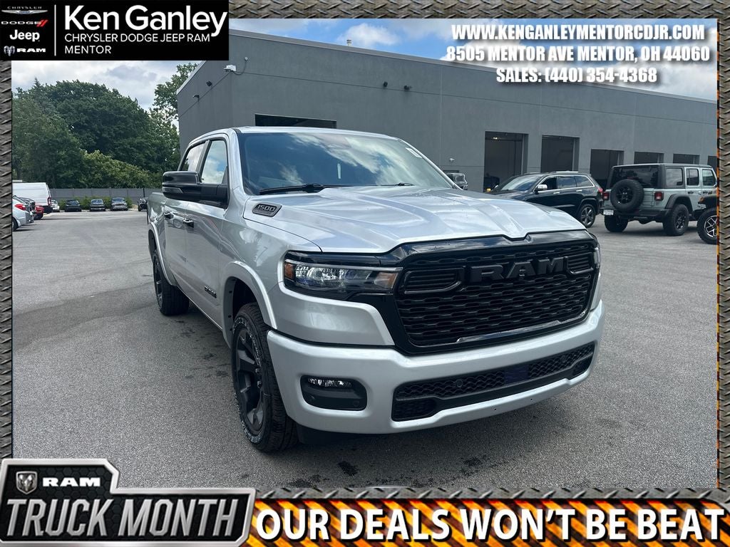 2026 RAM Ram 1500 RAM 1500 BIG HORN CREW CAB 4X4 5'7' BOX in Silver Zynith Exterior Paint — front three-quarter view