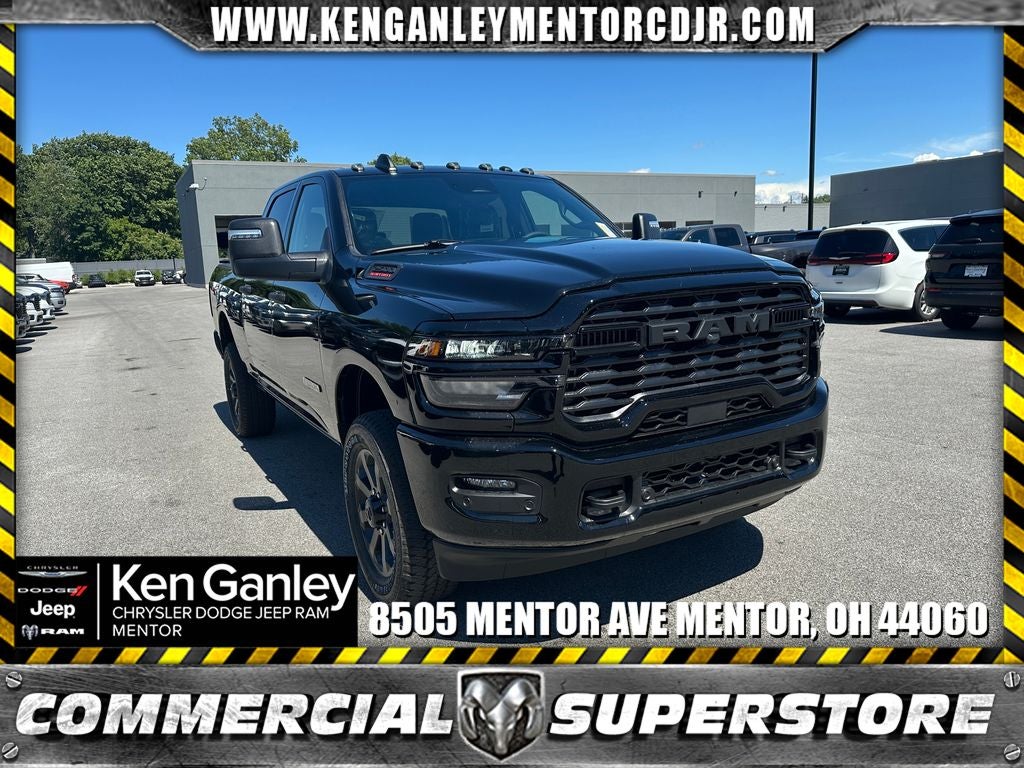 2026 RAM Ram 2500 RAM 2500 BIG HORN CREW CAB 4X4 6'4' BOX in Diamond Black Crystal Pearl-Coat Exterior Paint — front three-quarter view
