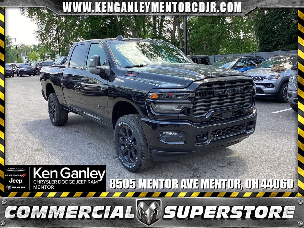 2026 RAM Ram 2500 RAM 2500 LONE STAR CREW CAB 4X4 6'4' BOX in Diamond Black Crystal Pearl-Coat Exterior Paint — front three-quarter view