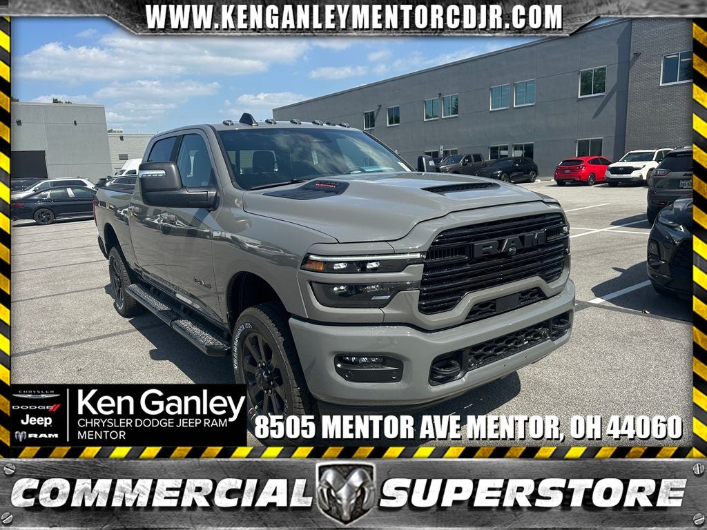 2026 RAM Ram 2500 RAM 2500 LARAMIE CREW CAB 4X4 6'4' BOX in Ceramic Gray Clear-Coat Exterior Paint — front three-quarter view