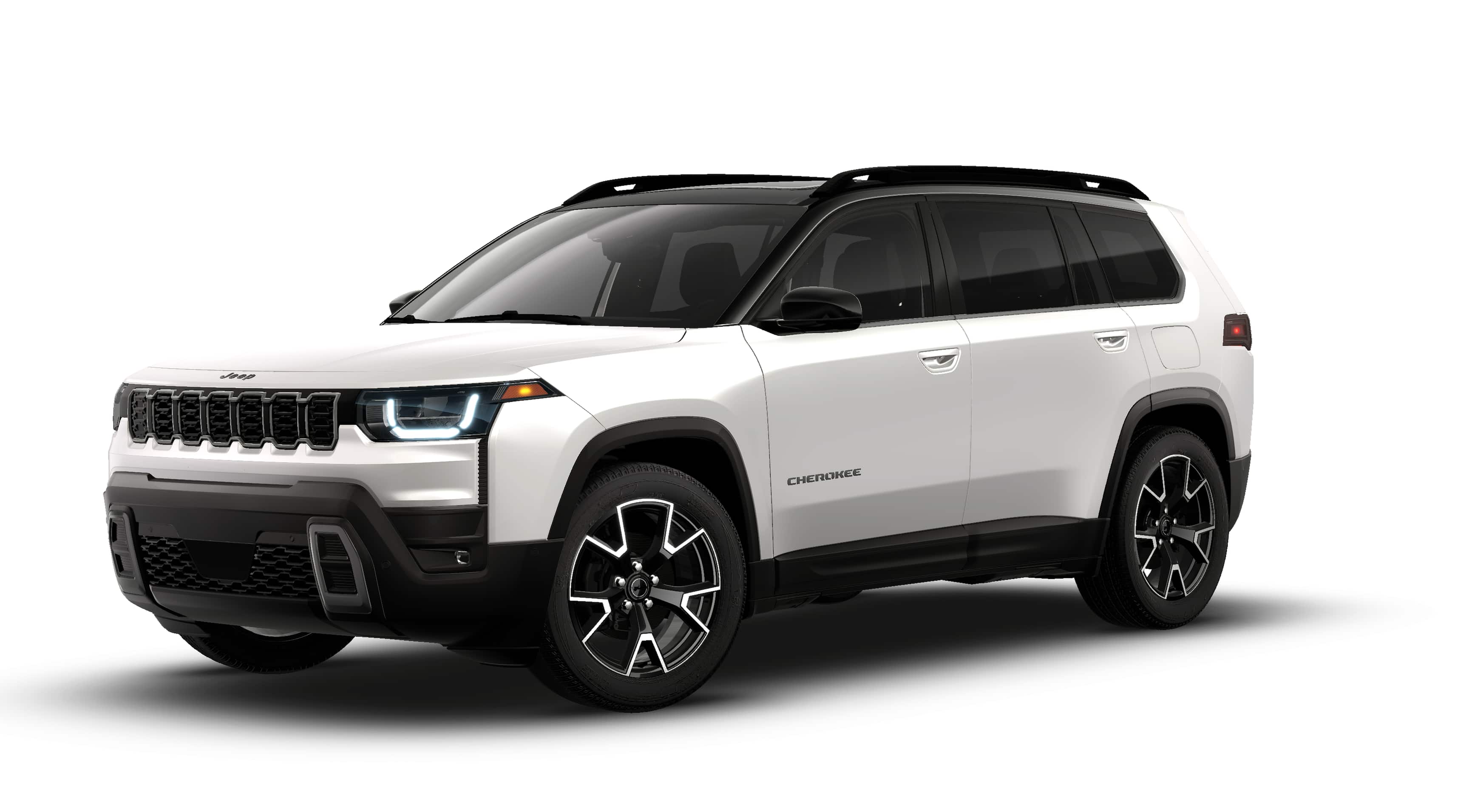 2026 Jeep Cherokee CHEROKEE OVERLAND 4X4 in Bright White Clear-Coat Exterior Paint — front three-quarter view