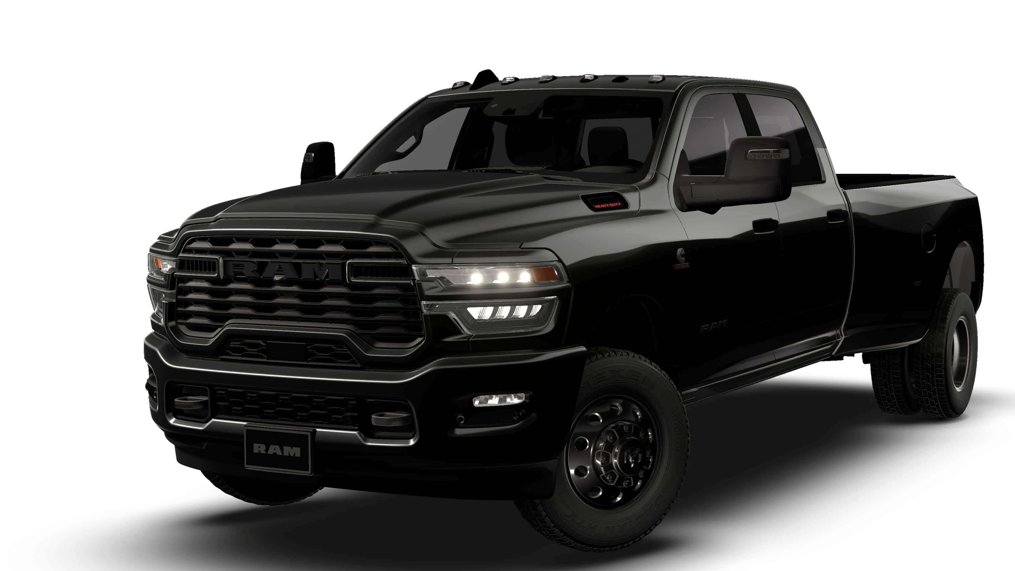 2026 RAM Ram 3500 RAM 3500 BIG HORN CREW CAB 4X4 8' BOX in Diamond Black Crystal Pearl-Coat Exterior Paint — front three-quarter view