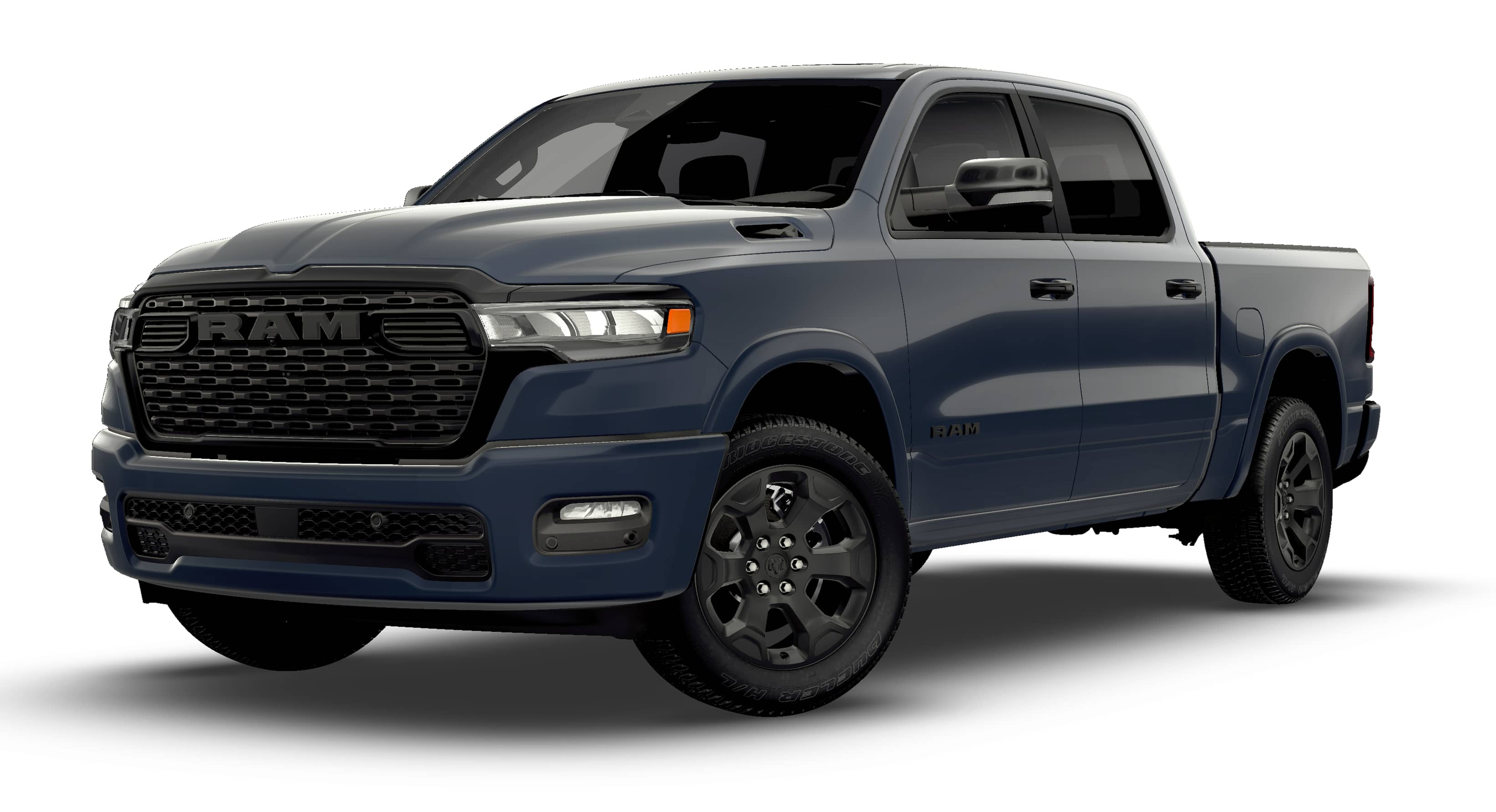 2026 RAM Ram 1500 RAM 1500 BIG HORN CREW CAB 4X4 5'7' BOX in Forged Blue Metallic Exterior Paint — front three-quarter view