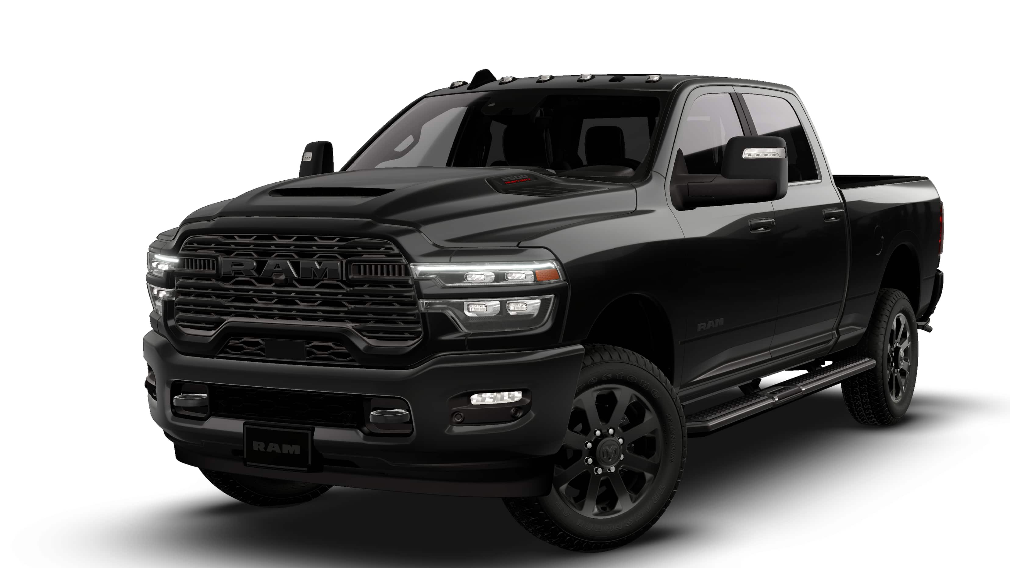 2026 RAM Ram 2500 RAM 2500 LARAMIE CREW CAB 4X4 6'4' BOX in Diamond Black Crystal Pearl-Coat Exterior Paint — front three-quarter view